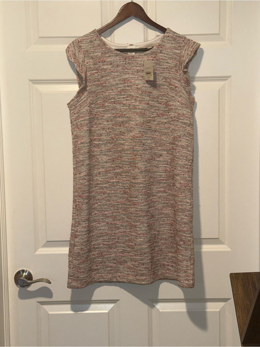 NEW LOFT Knit Shift Dress in Cream and Pink
